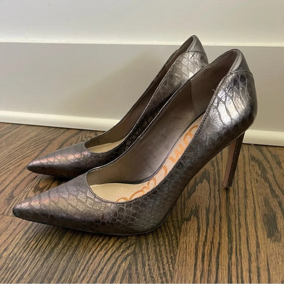Sam Edelman Dea Snake print metallic leather heels size 7.5 - Picture 4 of 7